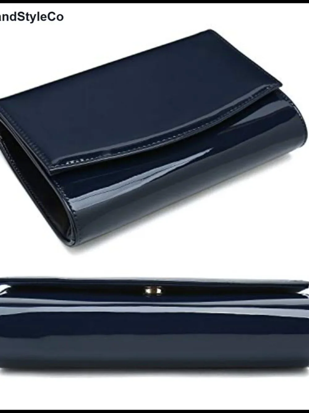 Patent Vegan Leather Flap Clutch Elegant Evening Bag Dress Purse